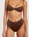 High waist brown bikini bottom