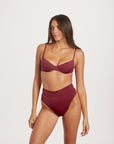 High waist burgundy bottoms