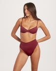 High waist burgundy bottoms