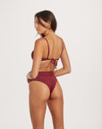 High waist burgundy bottoms