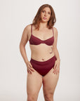 High waist burgundy bottom